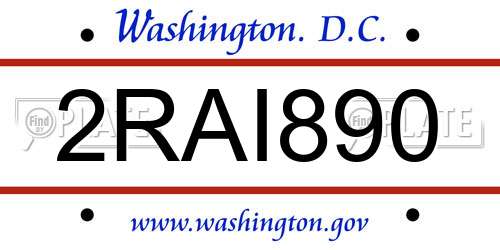 2RAI890 District Of Columbia License Plate