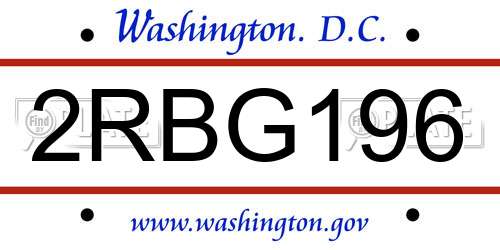 2RBG196 District Of Columbia License Plate