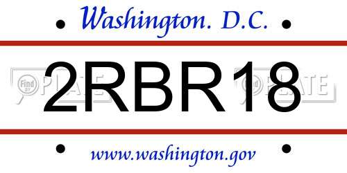 2RBR18 District Of Columbia License Plate