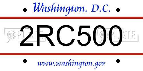 2RC500 District Of Columbia License Plate