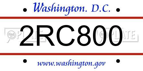 2RC800 District Of Columbia License Plate