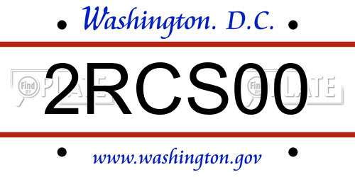 2RCS00 District Of Columbia License Plate