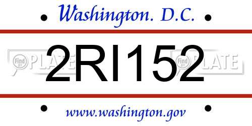 2RI152 District Of Columbia License Plate