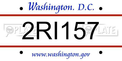 2RI157 District Of Columbia License Plate