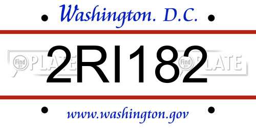 2RI182 District Of Columbia License Plate