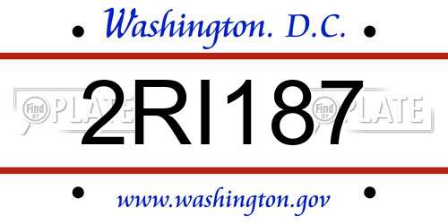 2RI187 District Of Columbia License Plate