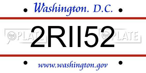2RII52 District Of Columbia License Plate