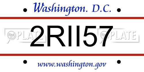 2RII57 District Of Columbia License Plate
