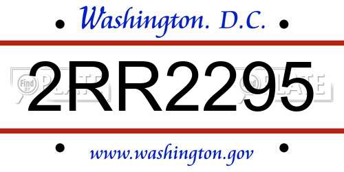 2RR2295 District Of Columbia License Plate