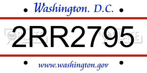 2RR2795 District Of Columbia License Plate