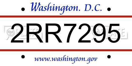 2RR7295 District Of Columbia License Plate