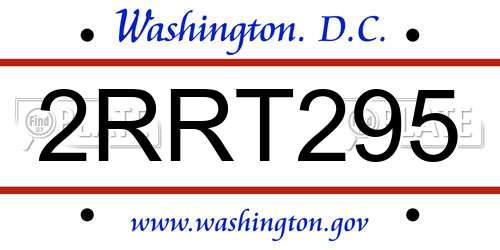2RRT295 District Of Columbia License Plate
