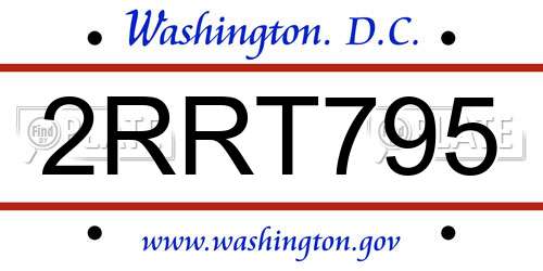 2RRT795 District Of Columbia License Plate