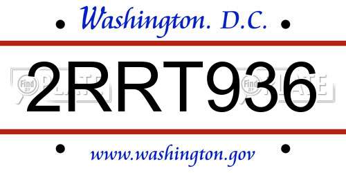 2RRT936 District Of Columbia License Plate