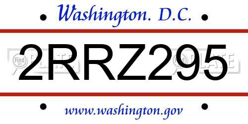 2RRZ295 District Of Columbia License Plate