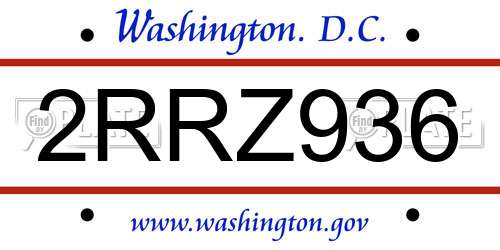 2RRZ936 District Of Columbia License Plate