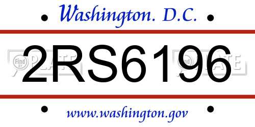 2RS6196 District Of Columbia License Plate