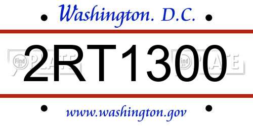 2RT1300 District Of Columbia License Plate