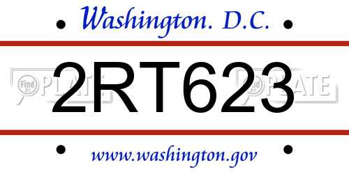 2RT623 District Of Columbia License Plate