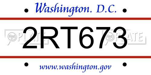 2RT673 District Of Columbia License Plate