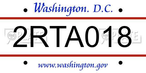 2RTA018 District Of Columbia License Plate