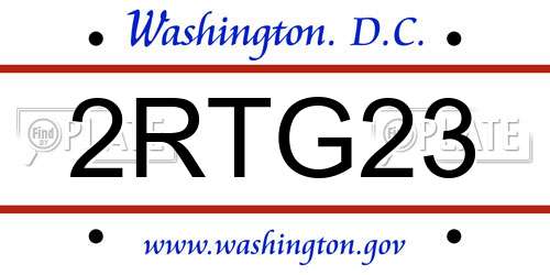 2RTG23 District Of Columbia License Plate