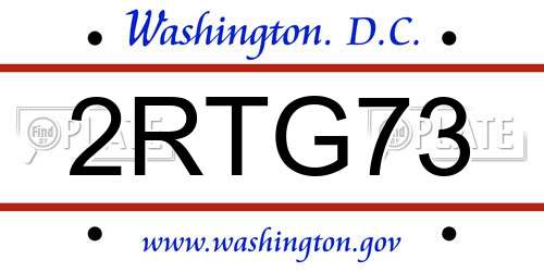 2RTG73 District Of Columbia License Plate