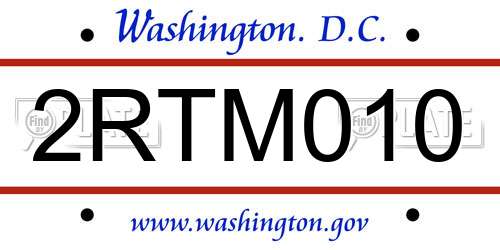 2RTM010 District Of Columbia License Plate