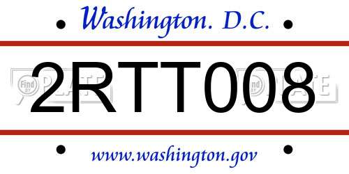 2RTT008 District Of Columbia License Plate