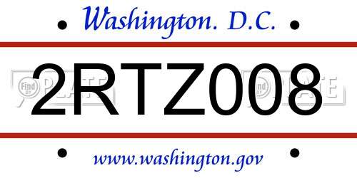 2RTZ008 District Of Columbia License Plate