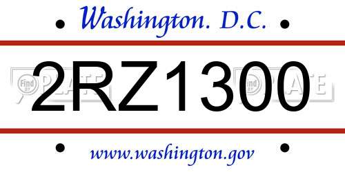 2RZ1300 District Of Columbia License Plate