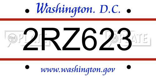 2RZ623 District Of Columbia License Plate