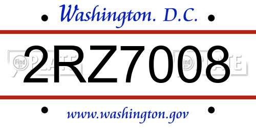 2RZ7008 District Of Columbia License Plate
