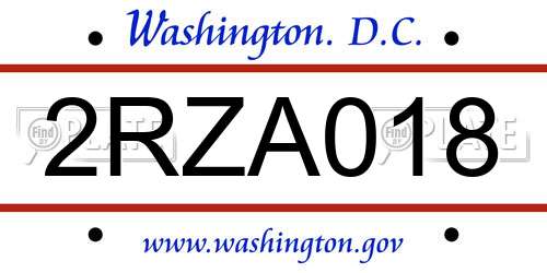 2RZA018 District Of Columbia License Plate