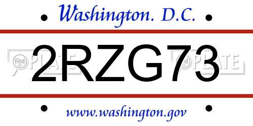 2RZG73 District Of Columbia License Plate