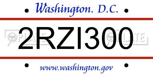 2RZI300 District Of Columbia License Plate