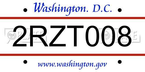 2RZT008 District Of Columbia License Plate