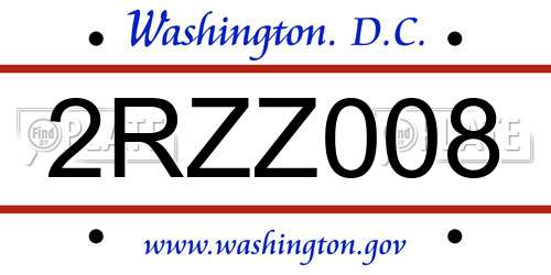 2RZZ008 District Of Columbia License Plate