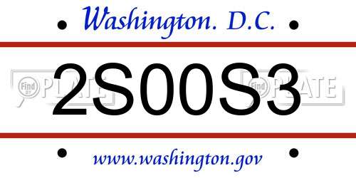 2S00S3 District Of Columbia License Plate