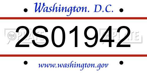 2S01942 District Of Columbia License Plate