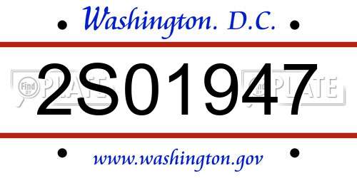 2S01947 District Of Columbia License Plate