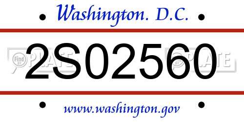 2S02560 District Of Columbia License Plate