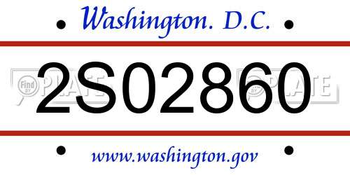 2S02860 District Of Columbia License Plate