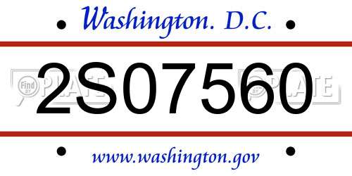 2S07560 District Of Columbia License Plate
