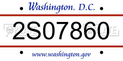 2S07860 District Of Columbia License Plate