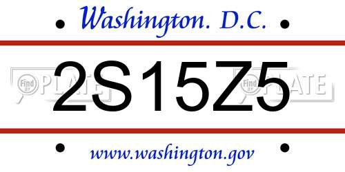 2S15Z5 District Of Columbia License Plate