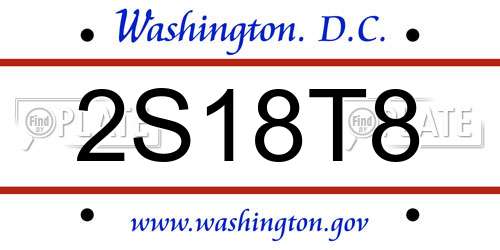 2S18T8 District Of Columbia License Plate