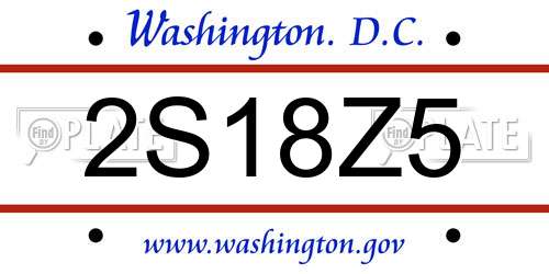 2S18Z5 District Of Columbia License Plate