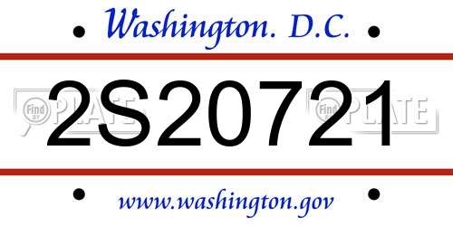 2S20721 District Of Columbia License Plate