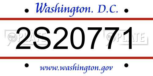 2S20771 District Of Columbia License Plate
